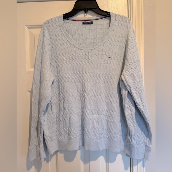 Tommy Hilfiger Sweaters - Tommy Hilfiger Light Blue Cable Knit Sweater XL